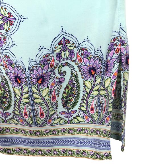 J. Jill Paisley Tunic Top Tank Sleeveless Boho Long Paisley Size Medium Petite - Picture 3 of 11